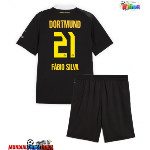 Camiseta Borussia Dortmund Fabio Silva #21 Segunda Equipación Replica 2026-27 para niños mangas cortas (+ Pantalones cortos)